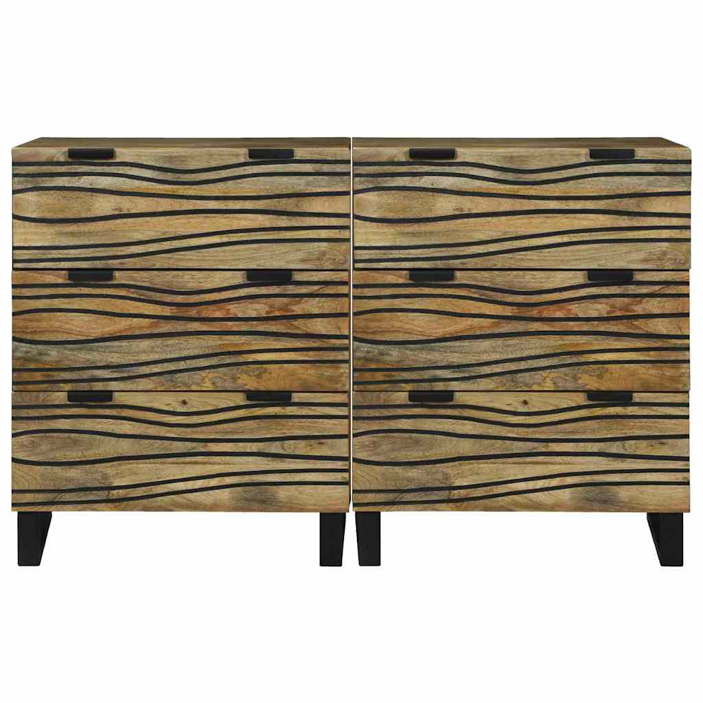 Buffets avec tiroir avec stockage 2 pcs Marron Moyen Bois de mangue massif XIOS