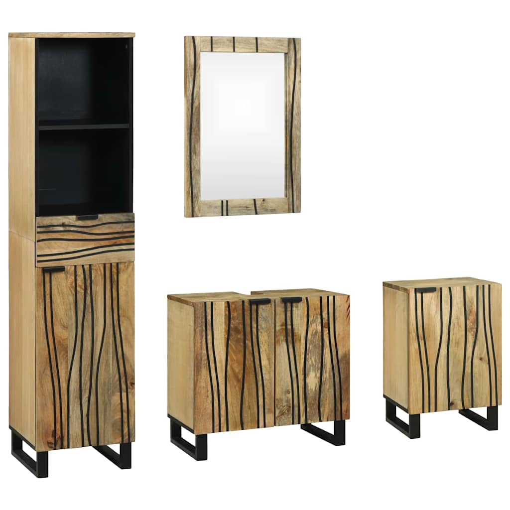 Ensemble de mobilier de salle de bain 4 pièces Marron