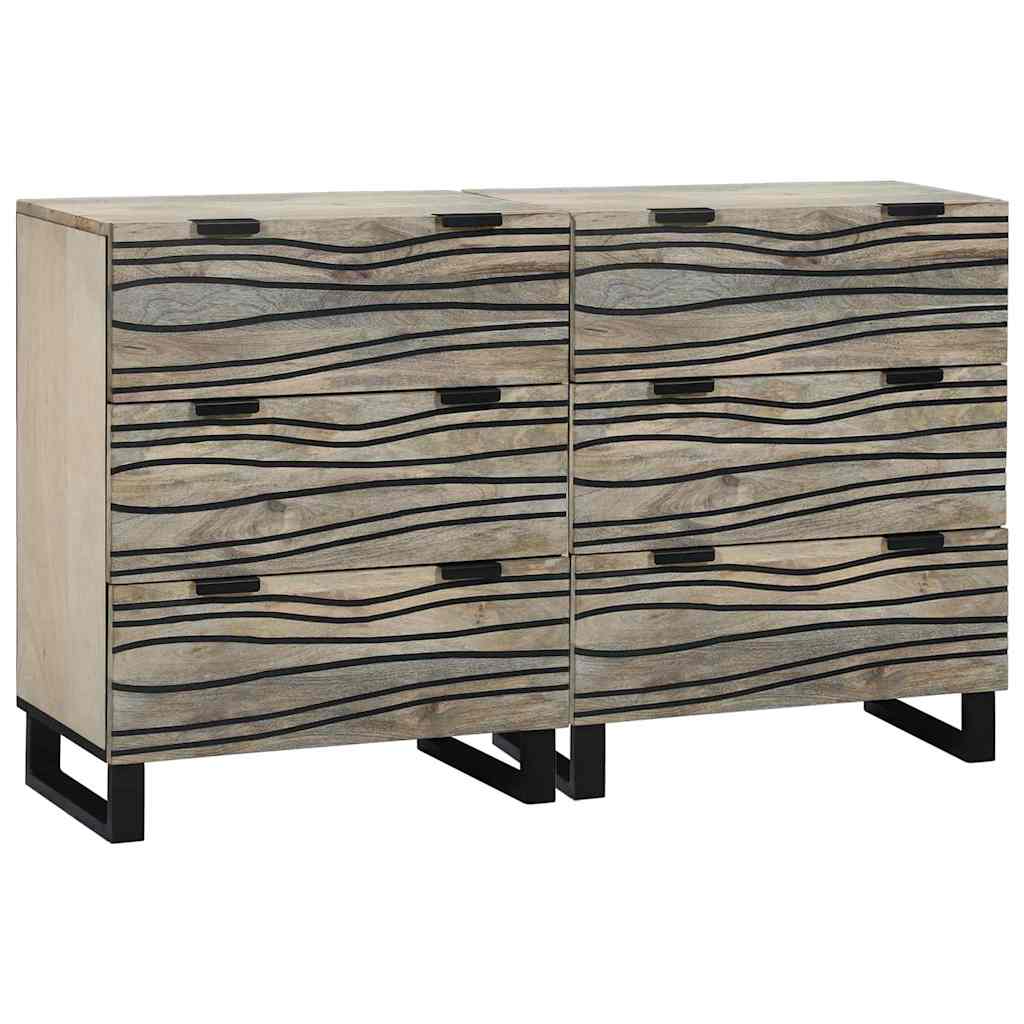 Buffets 2 pcs Blanc 60 x 33.5 x 75 cm bois de manguier massif - XIOS