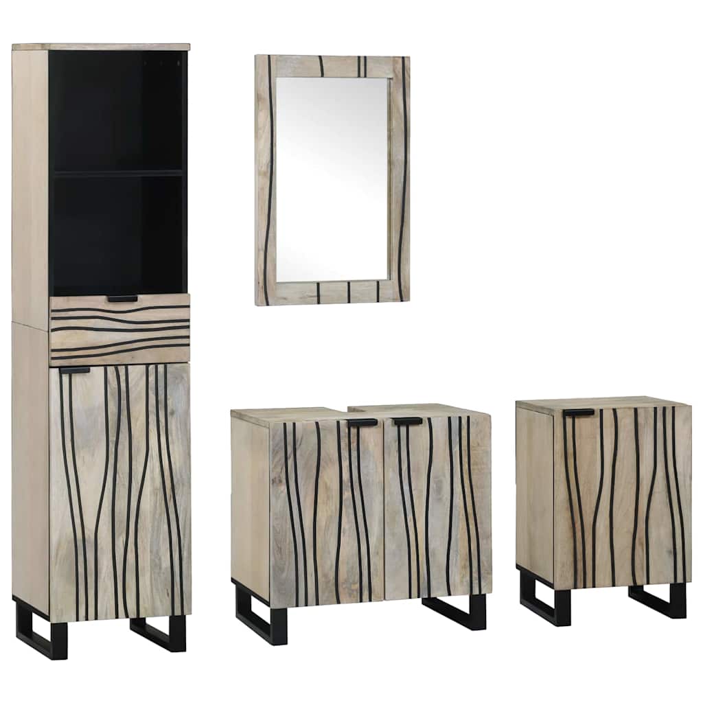 Ensemble de mobilier de salle de bain 4 pièces Brun Noyé