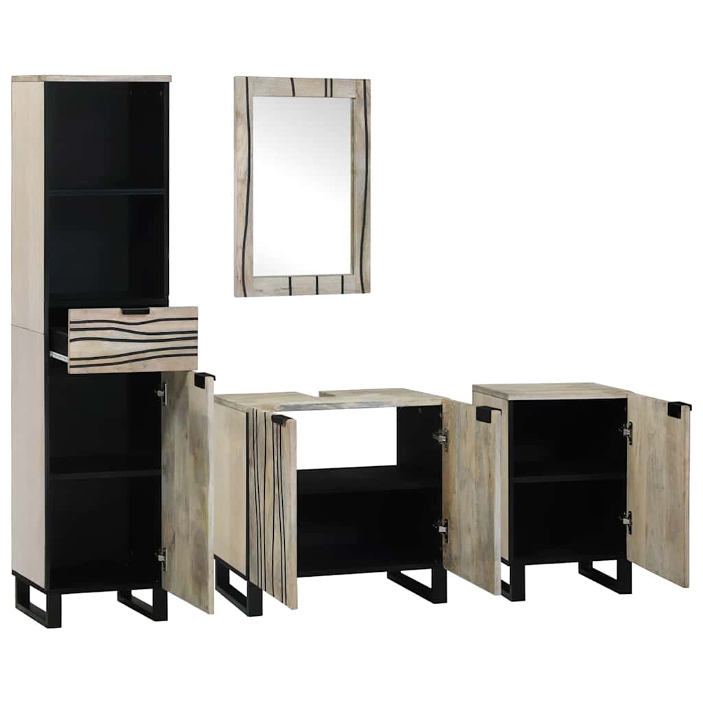 Ensemble de mobilier de salle de bain 4 pièces Brun Noyé