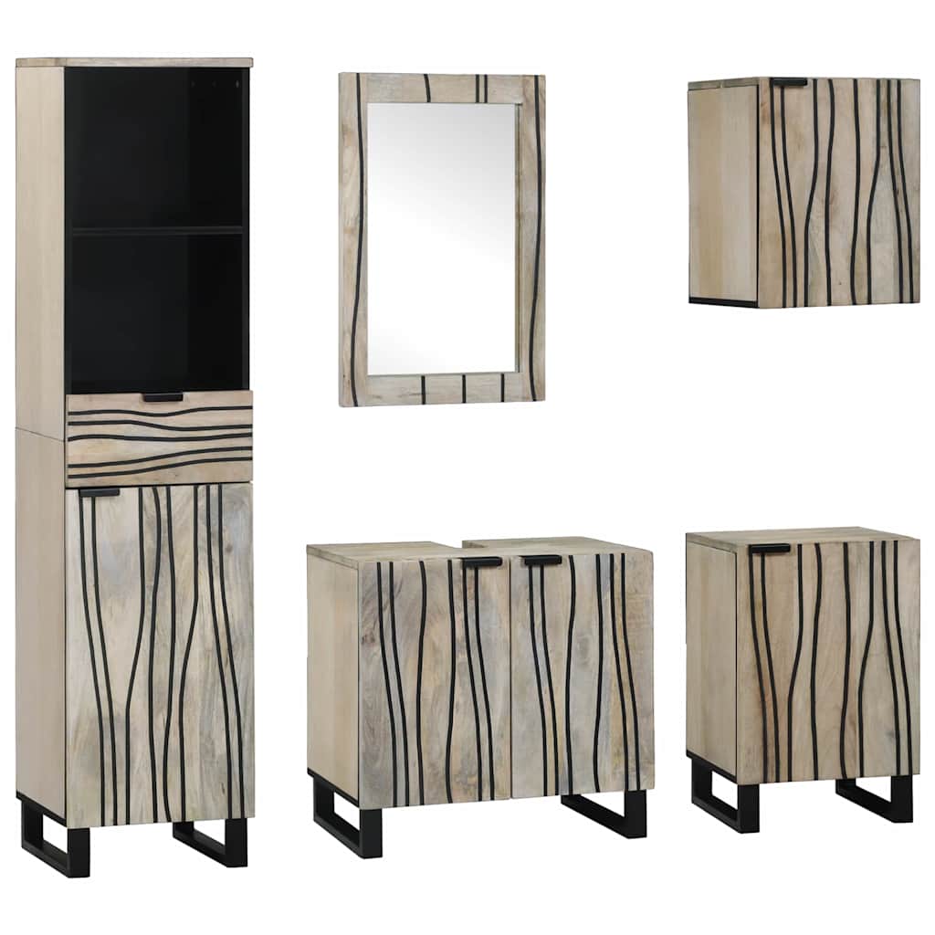 Ensemble de mobilier de salle de bain 5 pc Brun Noyé