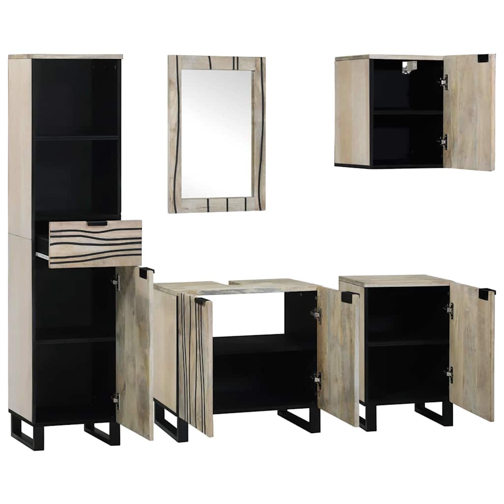 Ensemble de mobilier de salle de bain 5 pc Brun Noyé