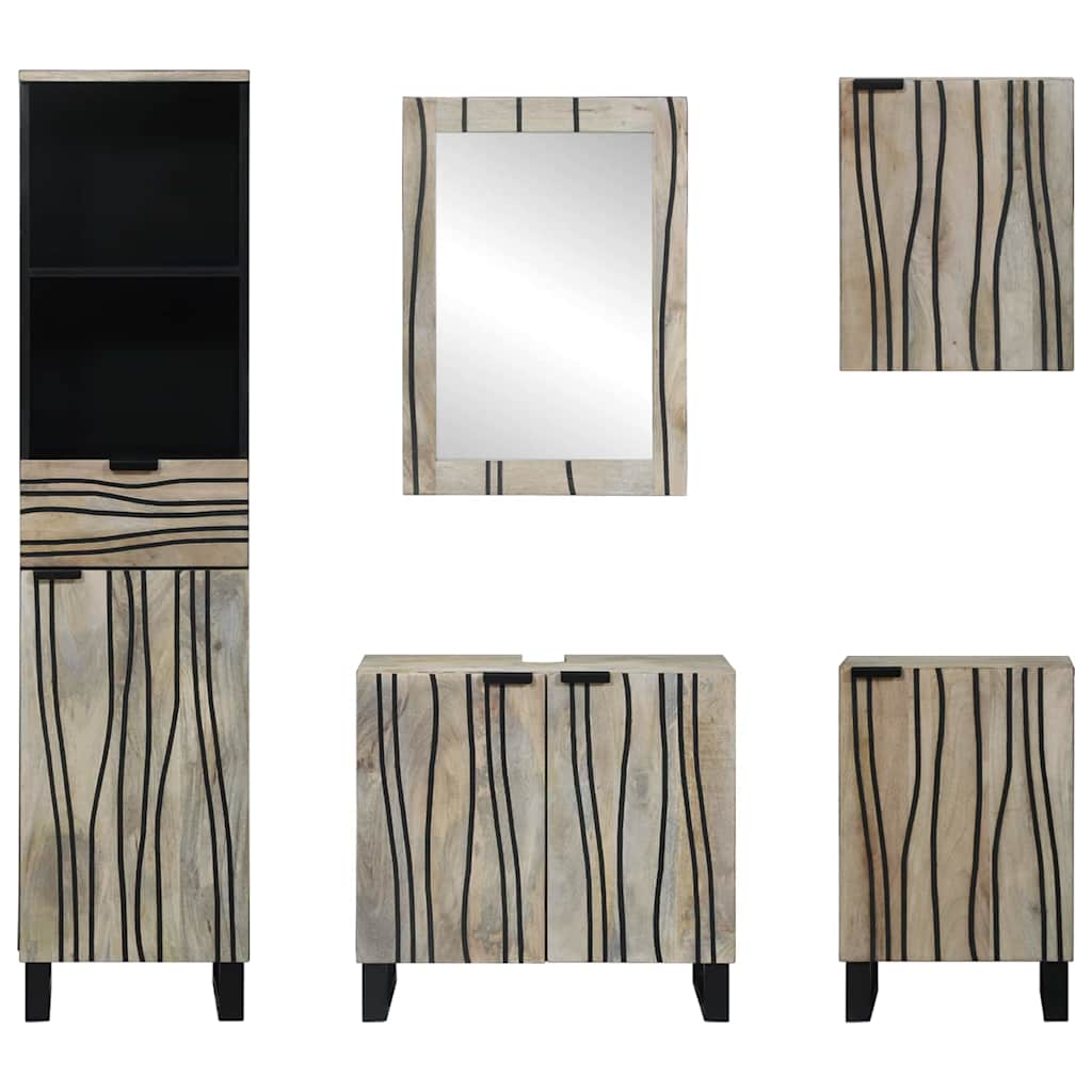 Ensemble de mobilier de salle de bain 5 pc Brun Noyé