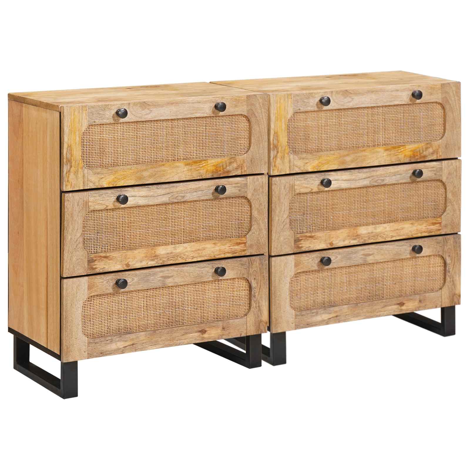 Buffet 2 pcs Marron 60 x 33 x 75 cm Bois de mangue massif - XIOS