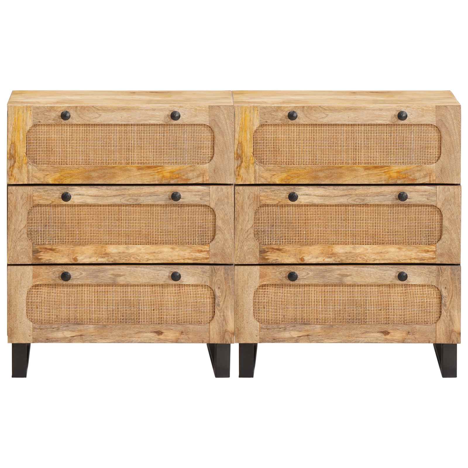 Buffet 2 pcs Marron 60 x 33 x 75 cm Bois de mangue massif - XIOS