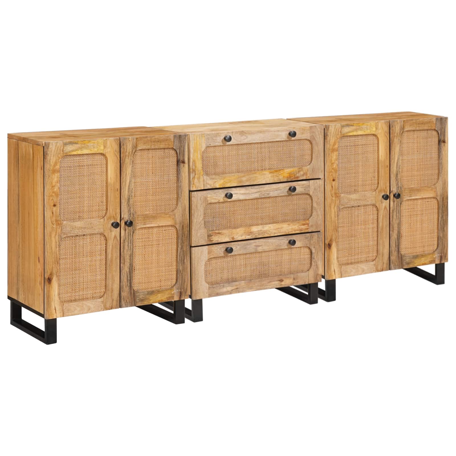Buffet 3 pcs Marron 180 x 33 x 75 cm Bois de mangue massif - XIOS