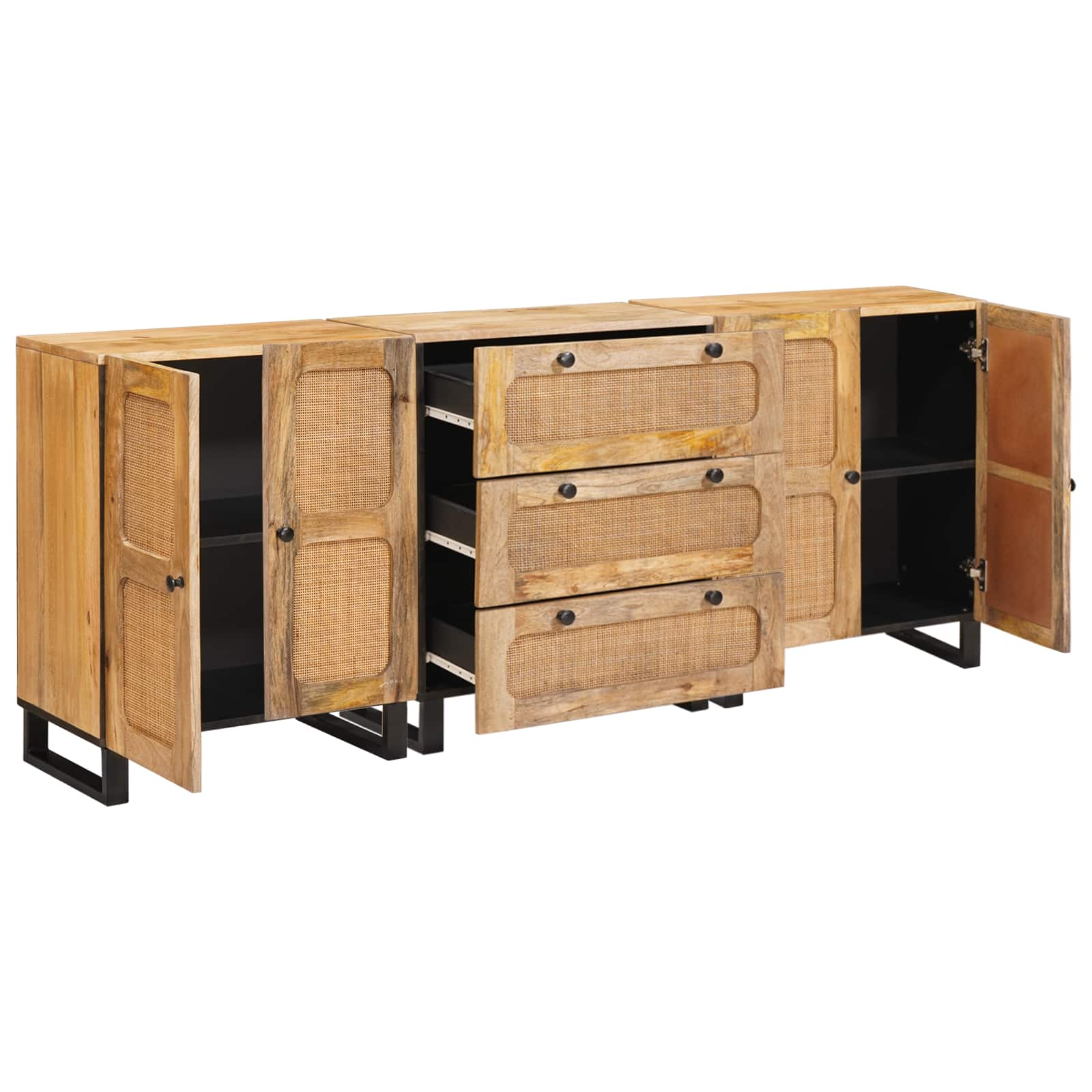 Buffet 3 pcs Marron 180 x 33 x 75 cm Bois de mangue massif - XIOS