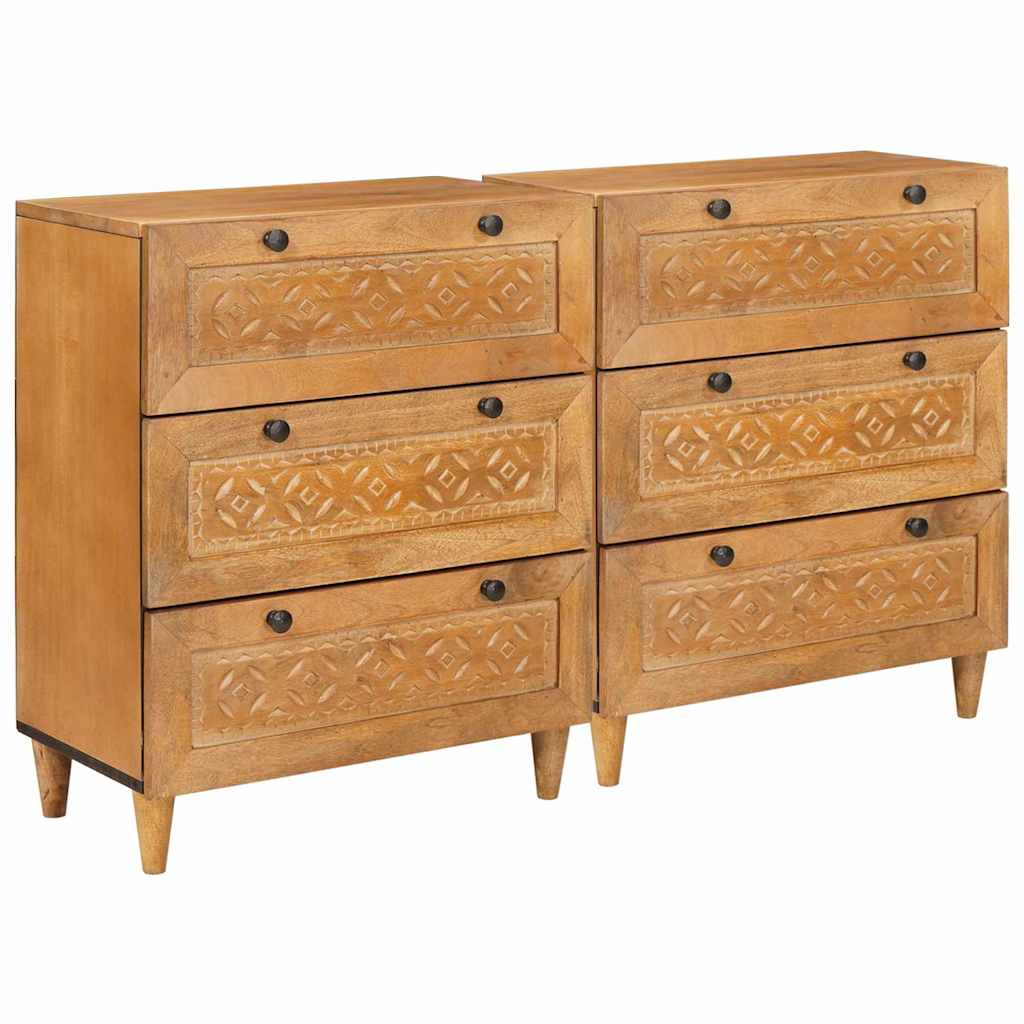 Buffet 2 pcs Marron 60 x 33 x 75 cm bois de manguier massif