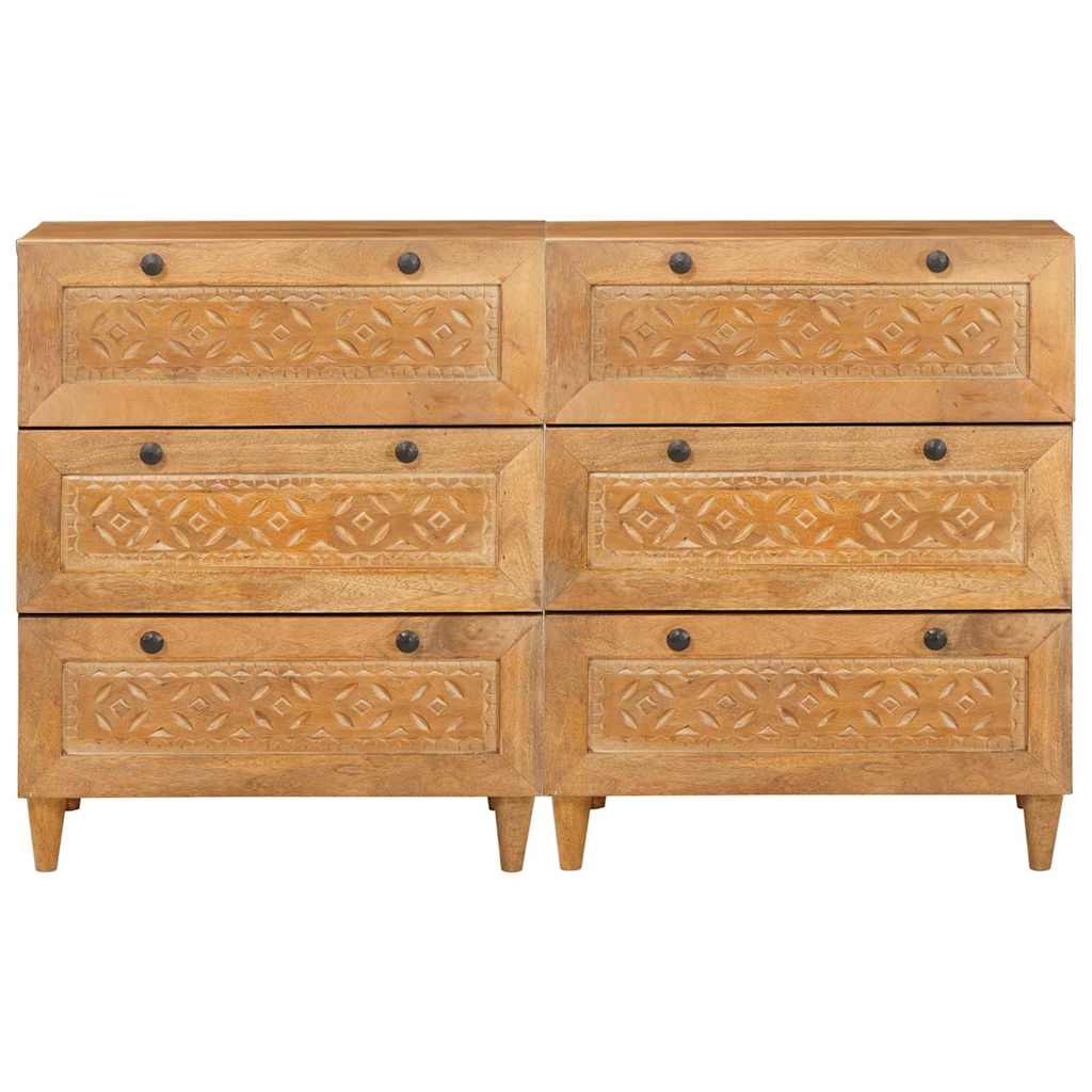 Buffet 2 pcs Marron 60 x 33 x 75 cm bois de manguier massif