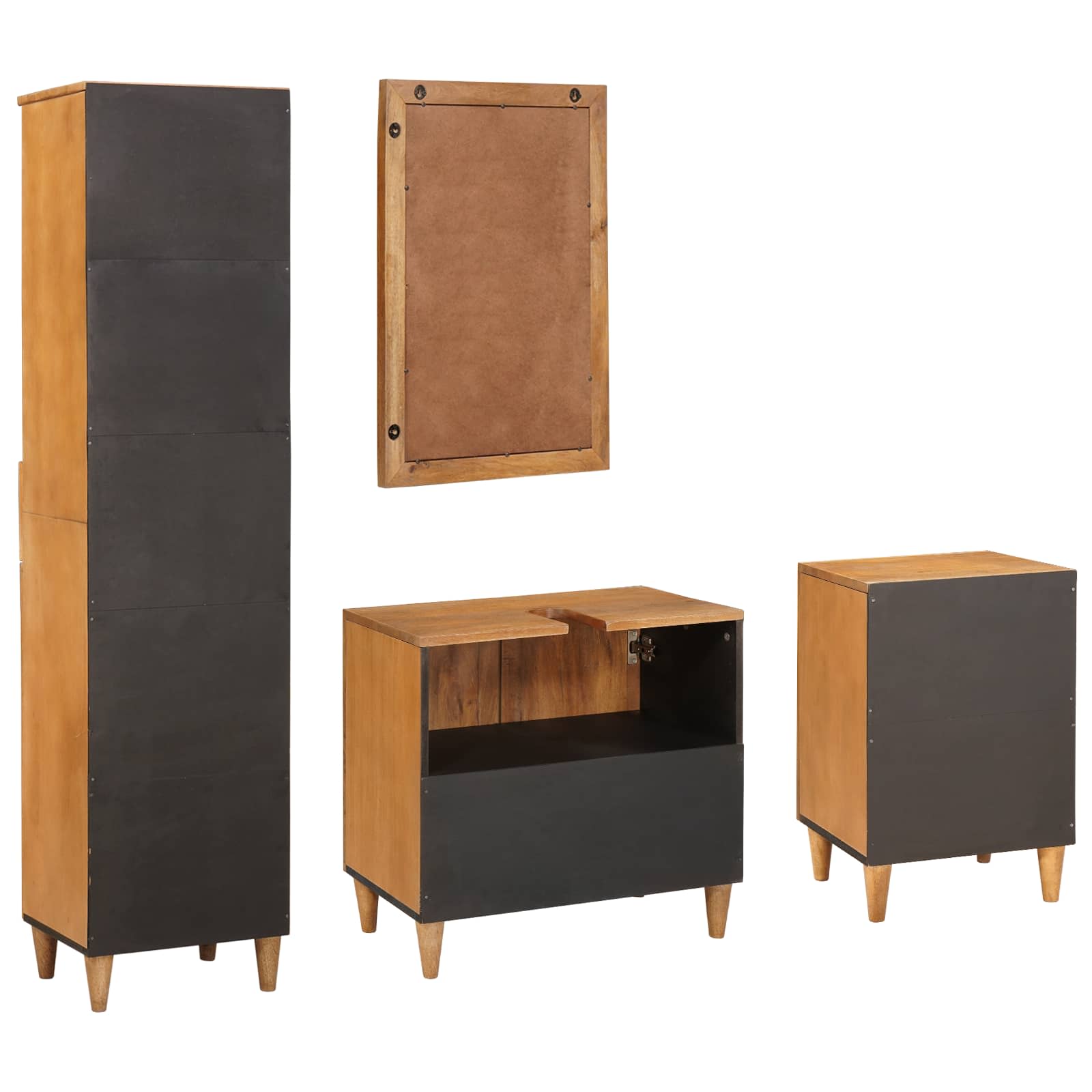 Ensemble de mobilier de salle de bain 4 pièces Marron