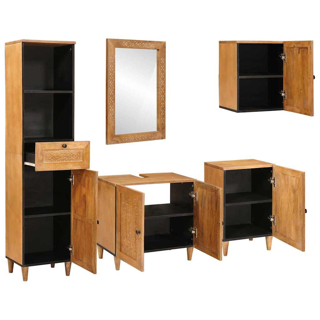 Ensemble de mobilier de salle de bain 5 pièces Marron