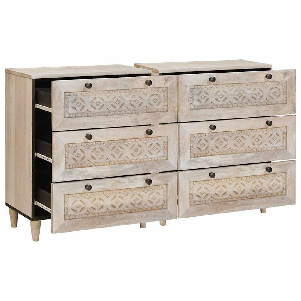 Buffet 2 pcs Blanc 60 x 33 x 75 cm bois de manguier massif