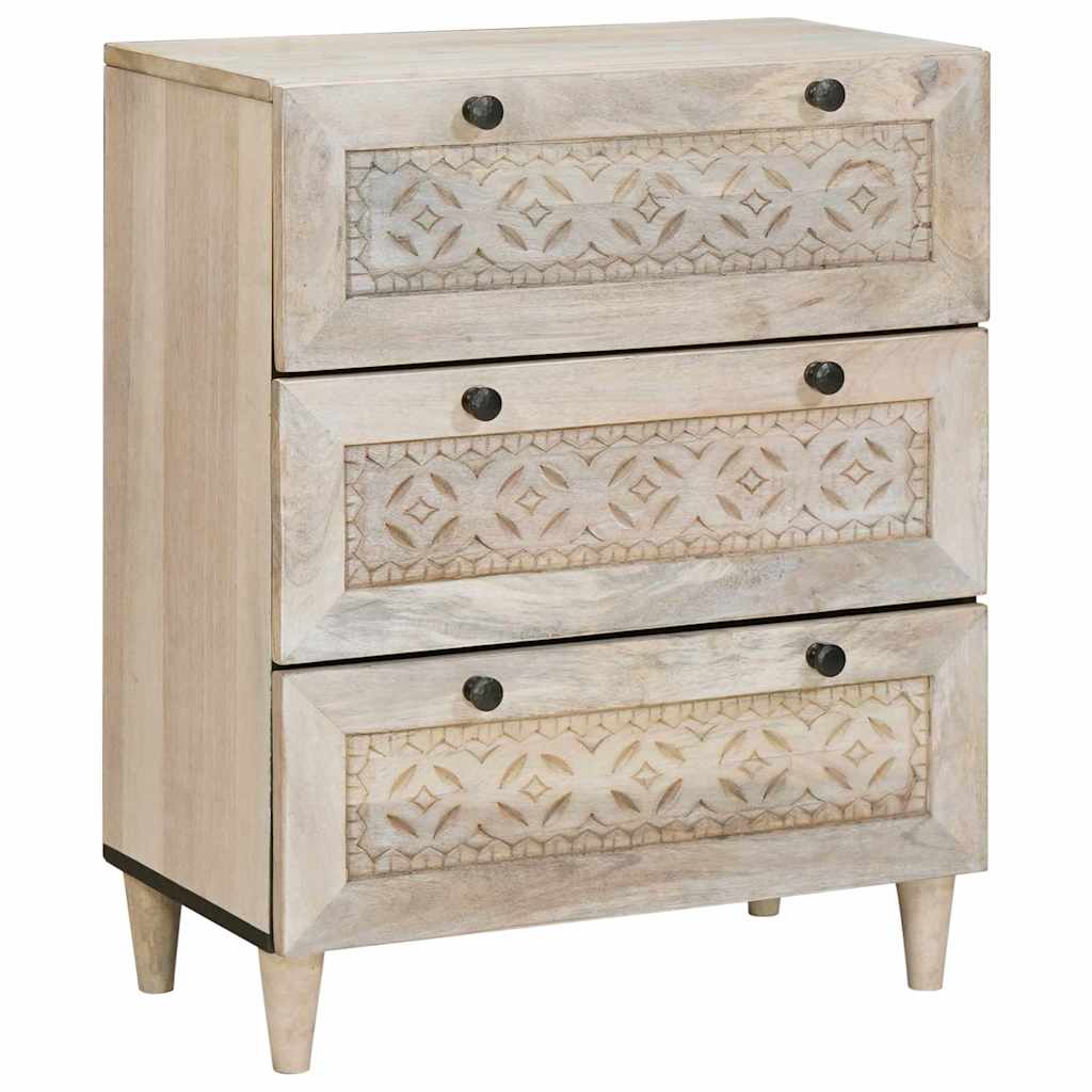 Buffet 2 pcs Blanc 60 x 33 x 75 cm bois de manguier massif