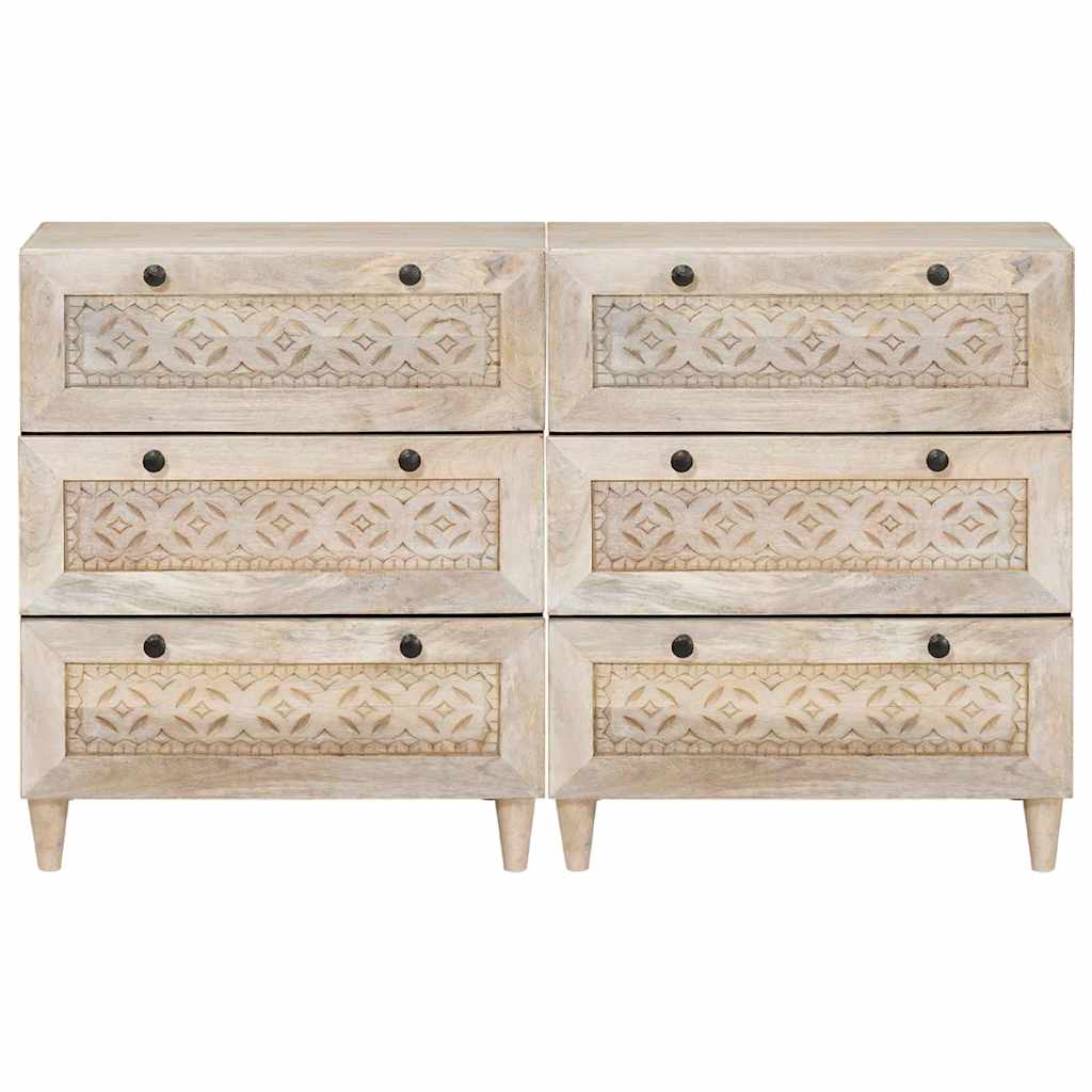Buffet 2 pcs Blanc 60 x 33 x 75 cm bois de manguier massif