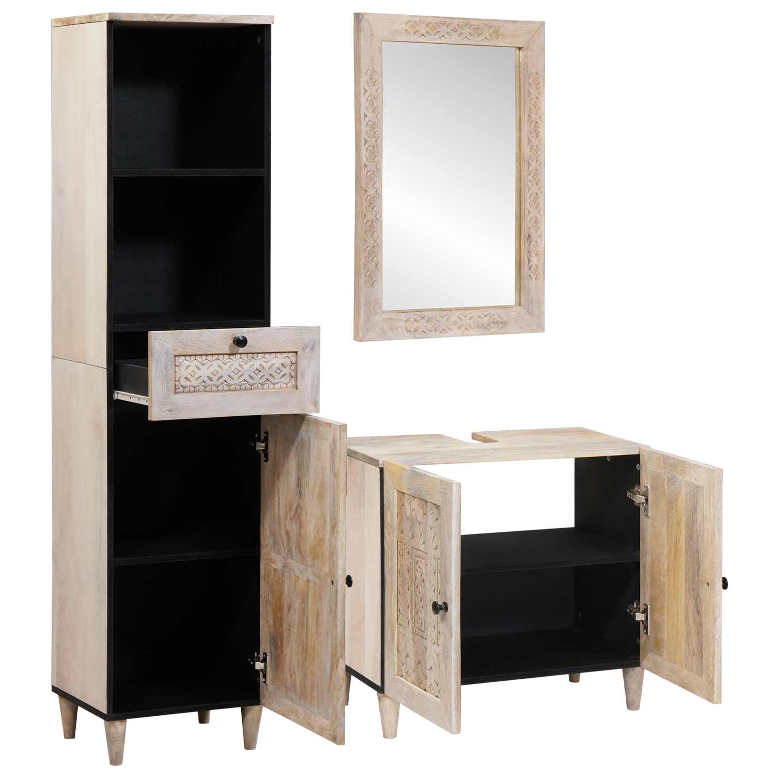 Ensemble de mobilier de salle de bain 3 pièces Blanc