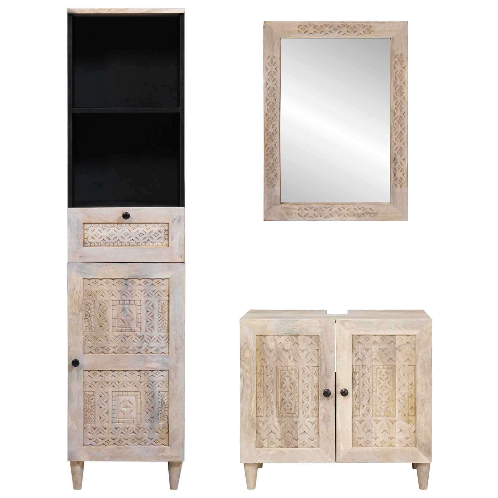 Ensemble de mobilier de salle de bain 3 pièces Blanc