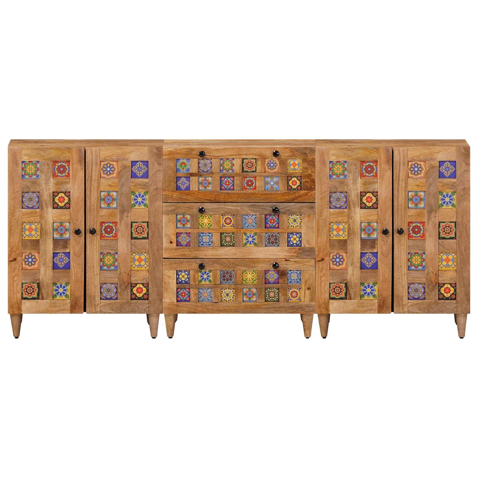 Buffet 3 pcs Naturel 60 x 33,5 x 75 cm Bois de mangue massif - XIOS