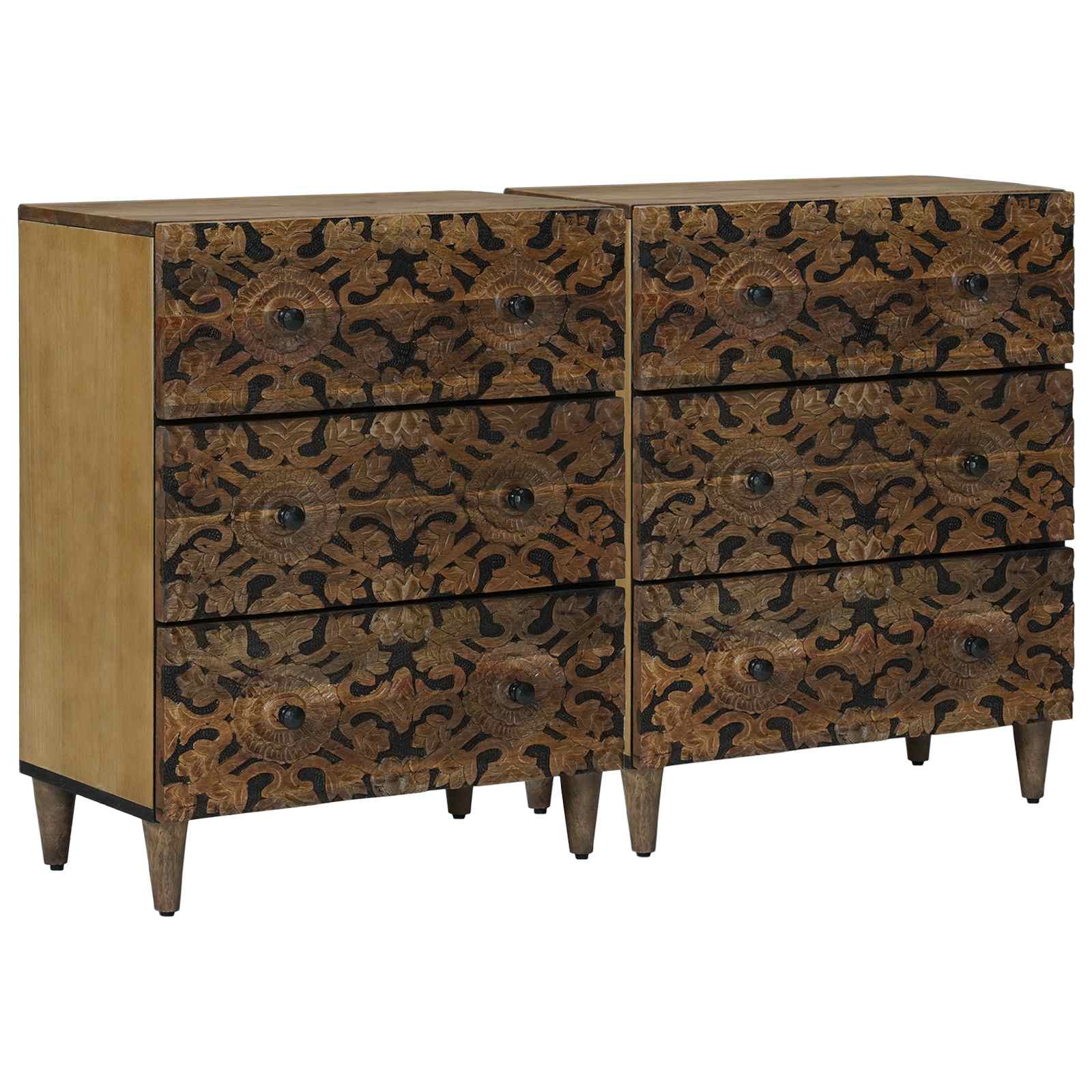 Buffet 2 pcs Marron 60 x 33,5 x 75 cm Bois de mangue massif - XIOS