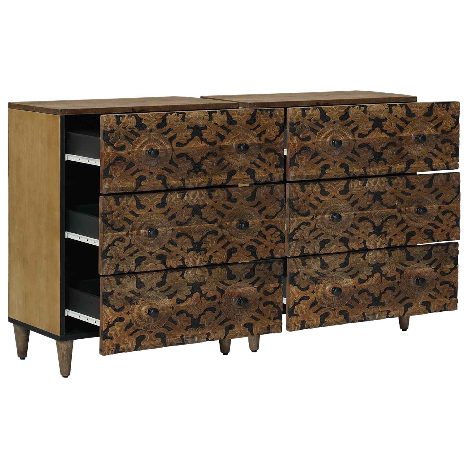 Buffet 2 pcs Marron 60 x 33,5 x 75 cm Bois de mangue massif - XIOS