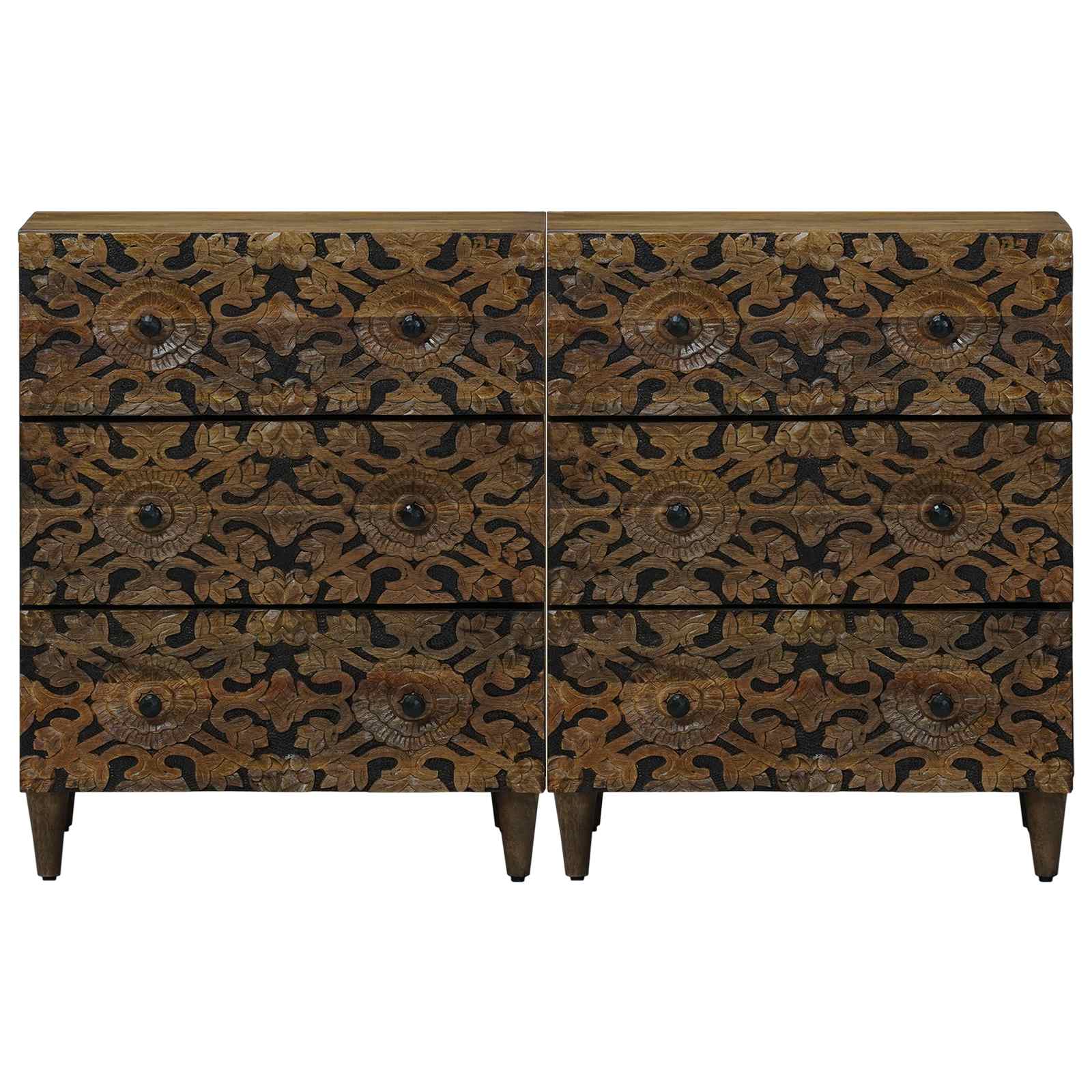 Buffet 2 pcs Marron 60 x 33,5 x 75 cm Bois de mangue massif - XIOS