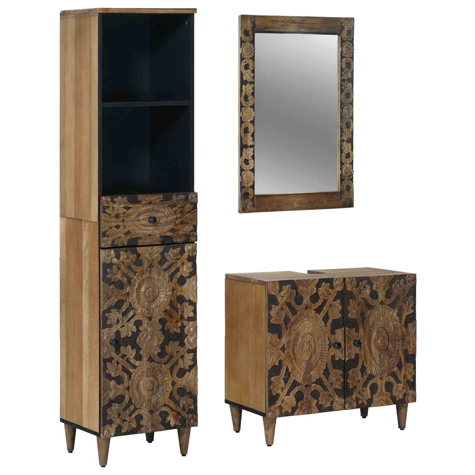Ensemble de mobilier de salle de bain 3 pc Marron
