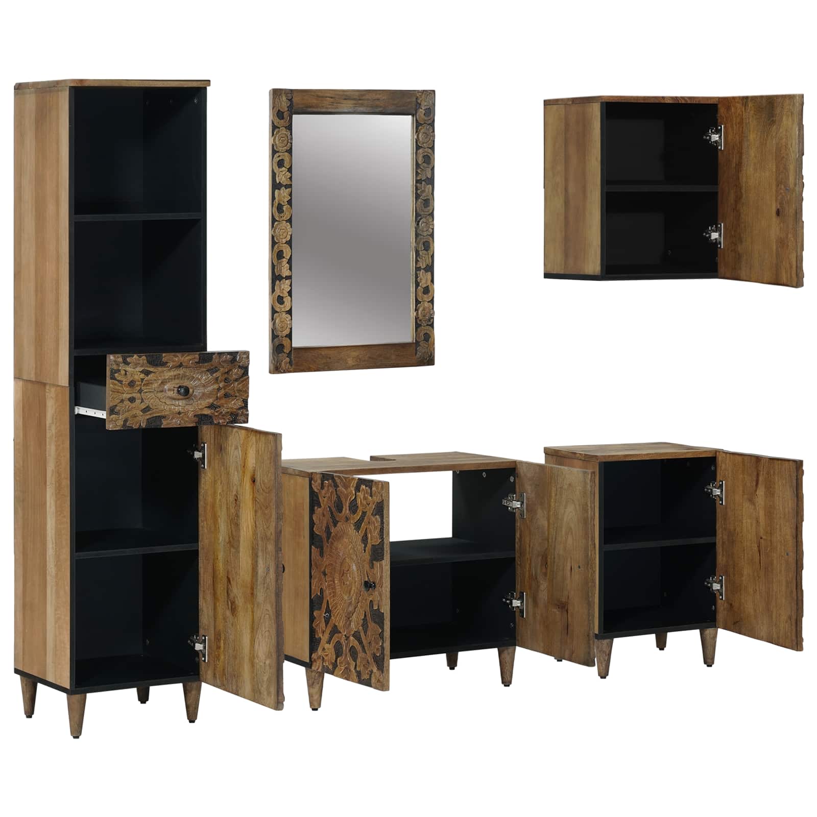 Ensemble de mobilier de salle de bain 5 pc Marron