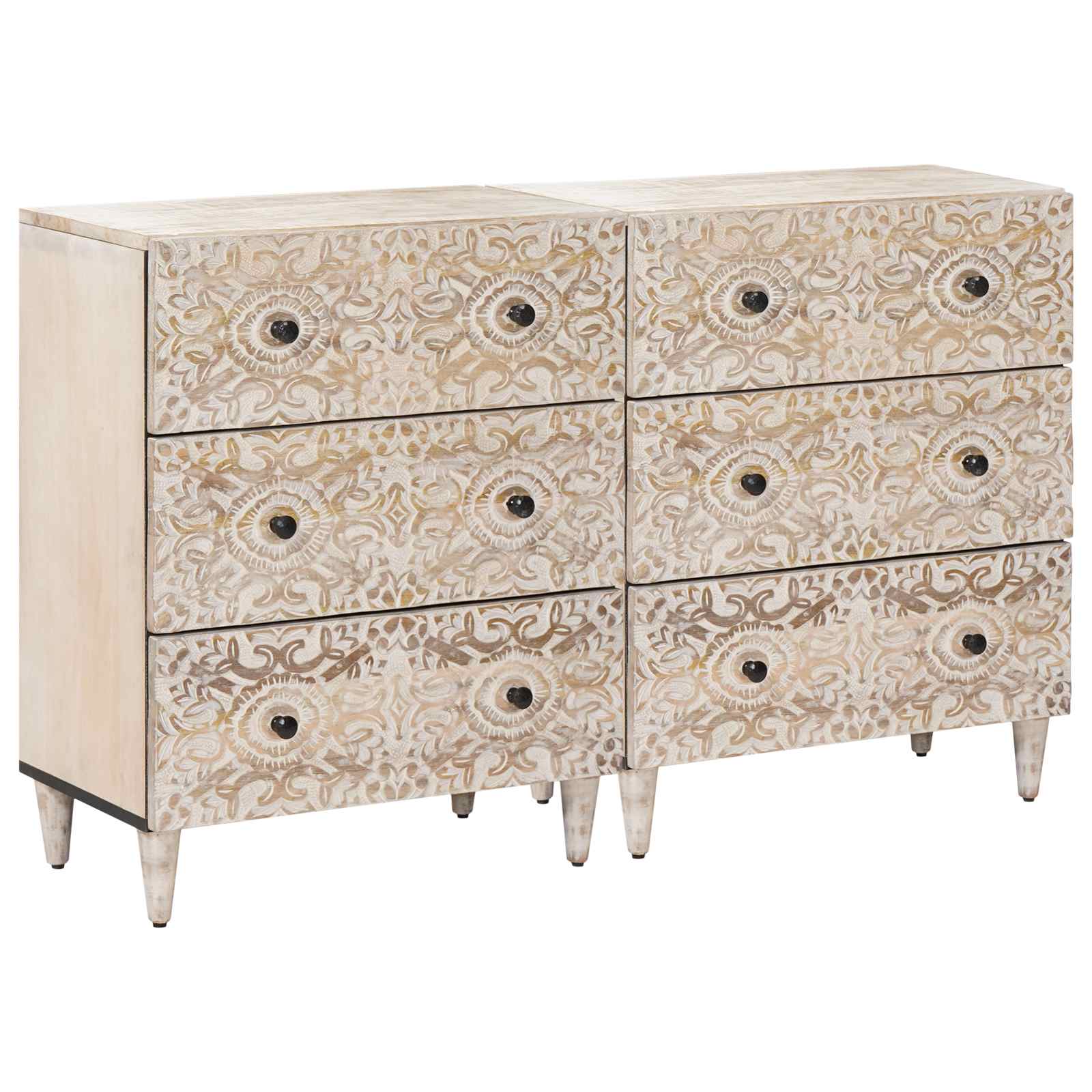 Buffet 2 pcs Blanc 60 x 33,5 x 75 cm Bois de mangue massif - XIOS