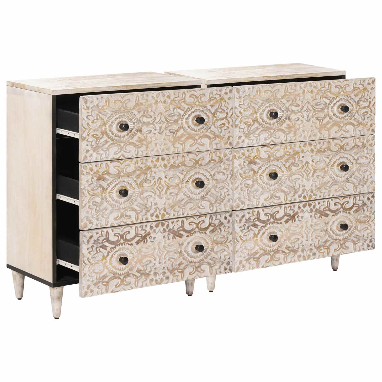 Buffet 2 pcs Blanc 60 x 33,5 x 75 cm Bois de mangue massif - XIOS
