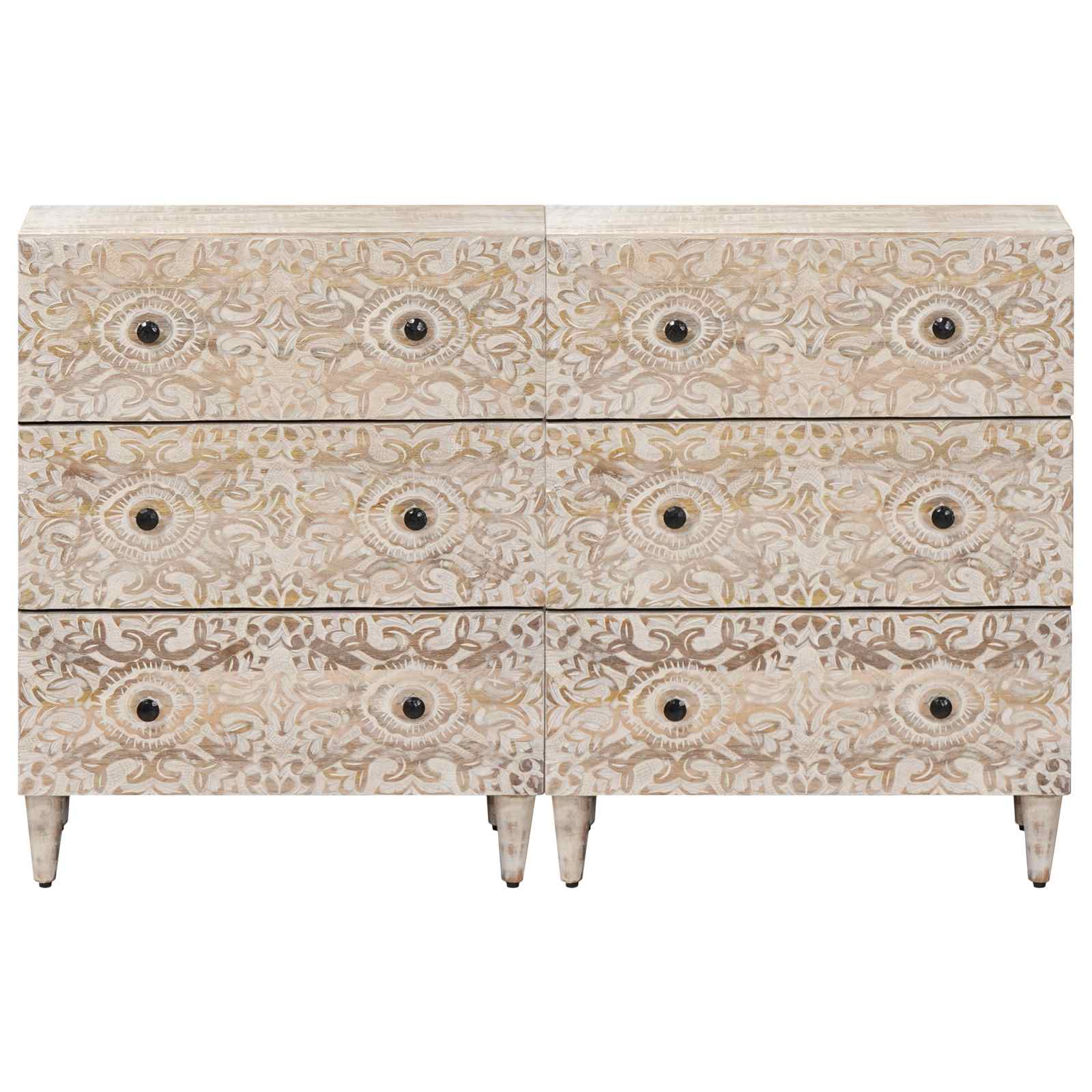 Buffet 2 pcs Blanc 60 x 33,5 x 75 cm Bois de mangue massif - XIOS