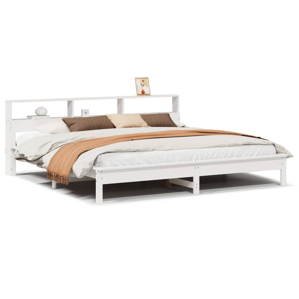 Cadre de lit sans matelas blanc 200x200 cm bois massif de pin - XIOS