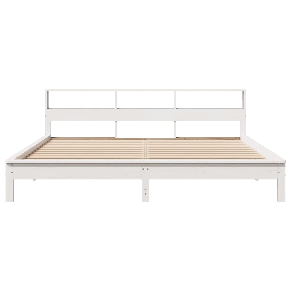 Cadre de lit sans matelas blanc 200x200 cm bois massif de pin - XIOS