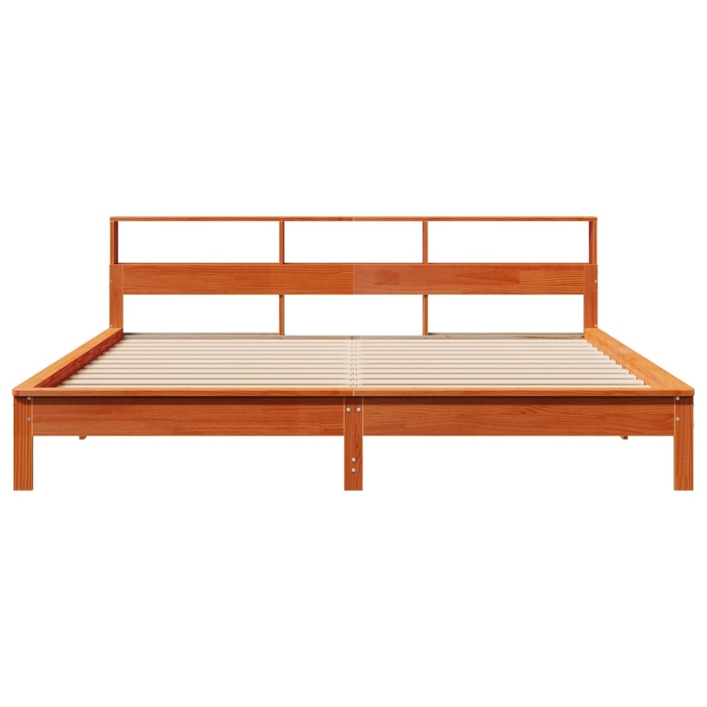 Cadre de lit sans matelas cire marron 200x200cm bois pin massif - XIOS
