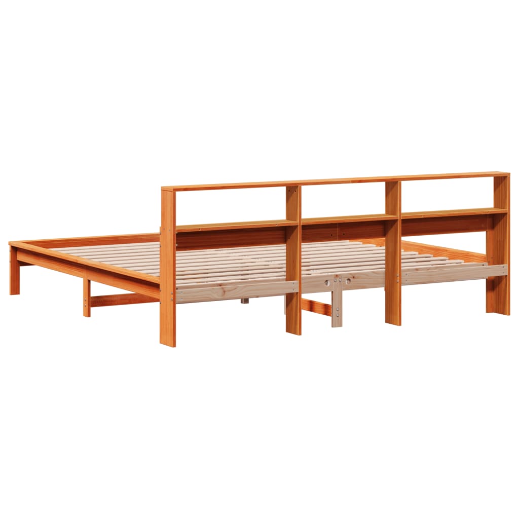 Cadre de lit sans matelas cire marron 200x200cm bois pin massif - XIOS