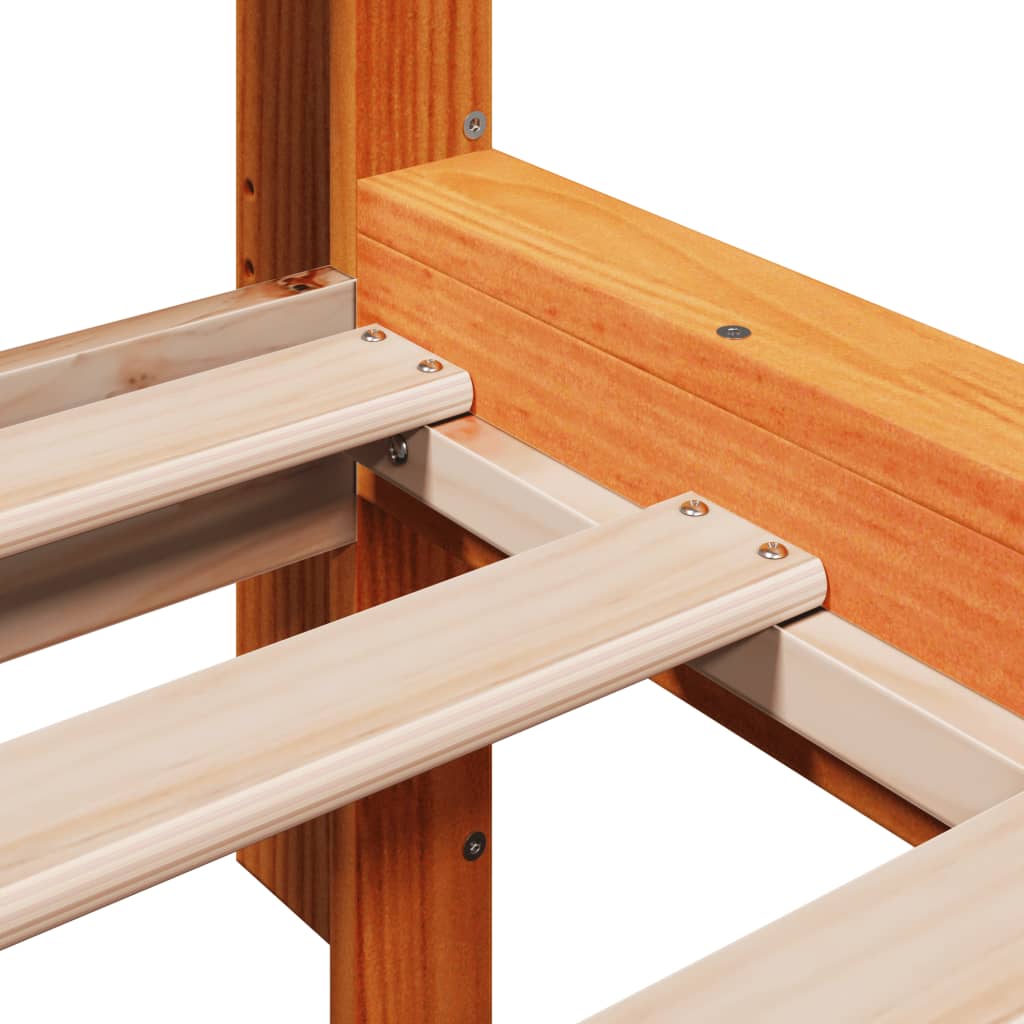 Cadre de lit sans matelas cire marron 200x200cm bois pin massif - XIOS