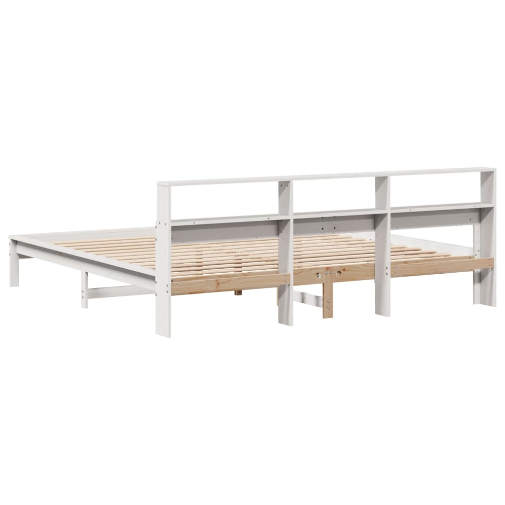 Cadre de lit sans matelas blanc 180x200 cm bois massif de pin - XIOS