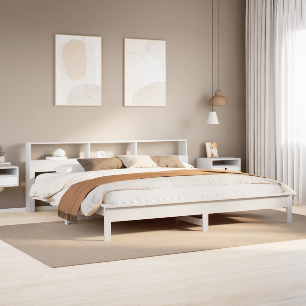 Cadre de lit sans matelas blanc 180x200 cm bois massif de pin - XIOS
