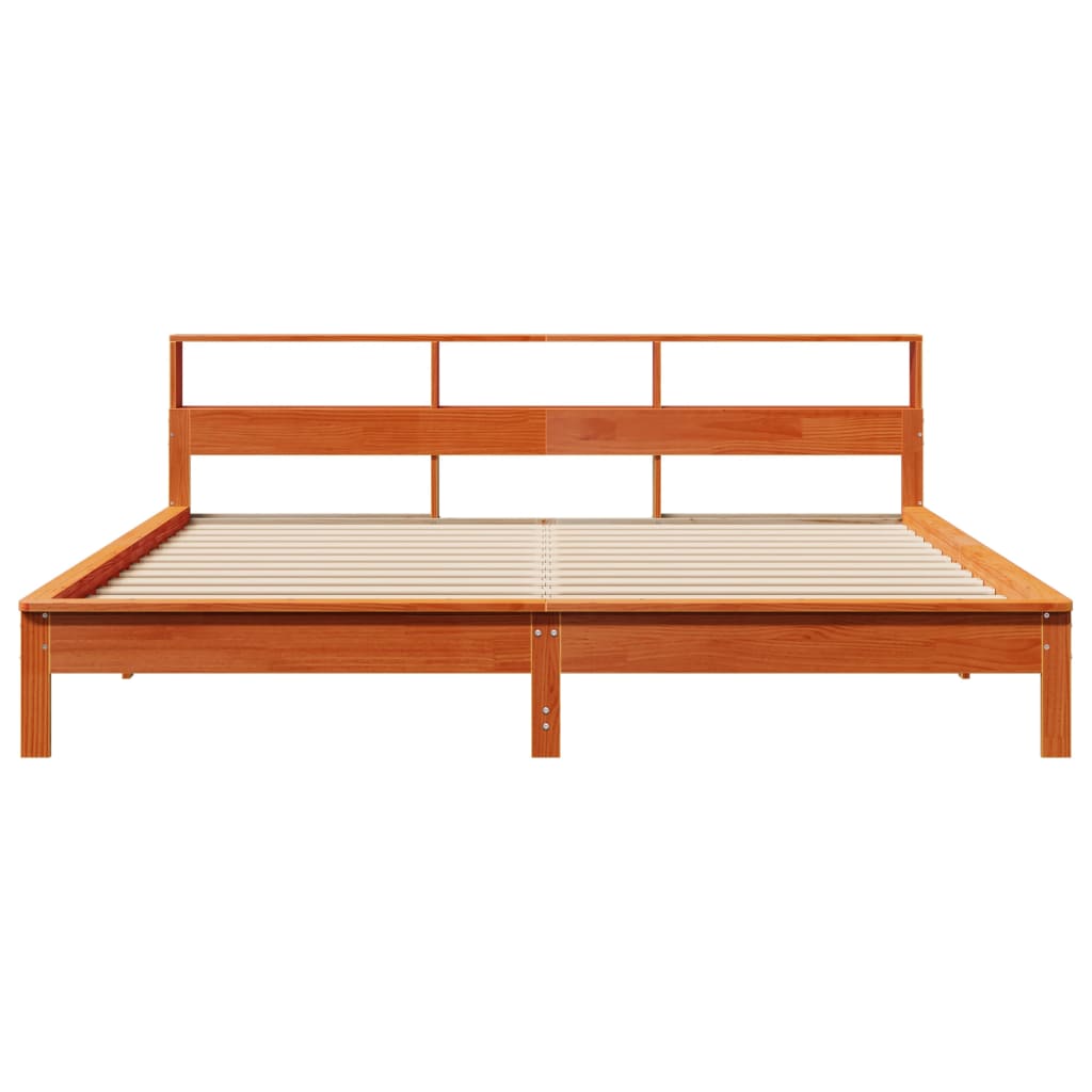 Cadre de lit sans matelas cire marron 180x200cm bois pin massif - XIOS