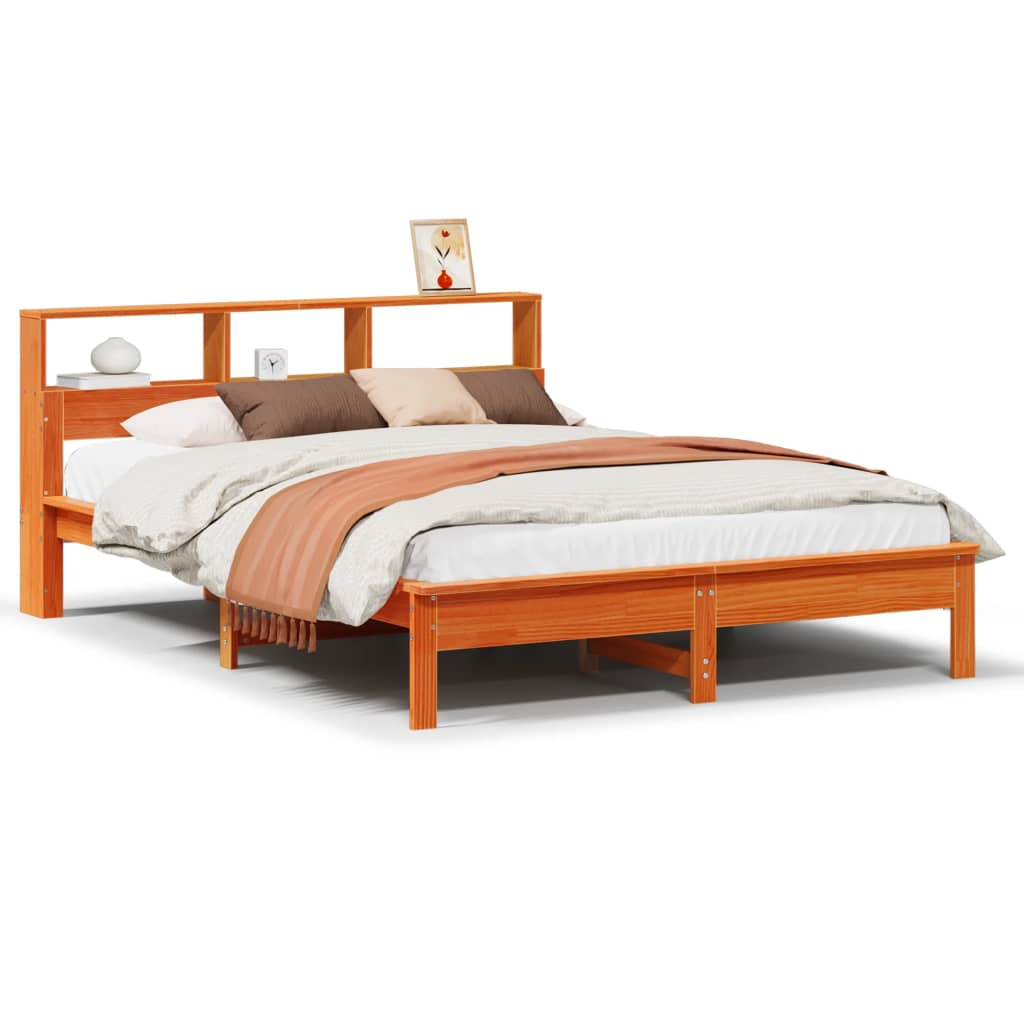 Cadre de lit sans matelas cire marron 160x200cm bois pin massif - XIOS