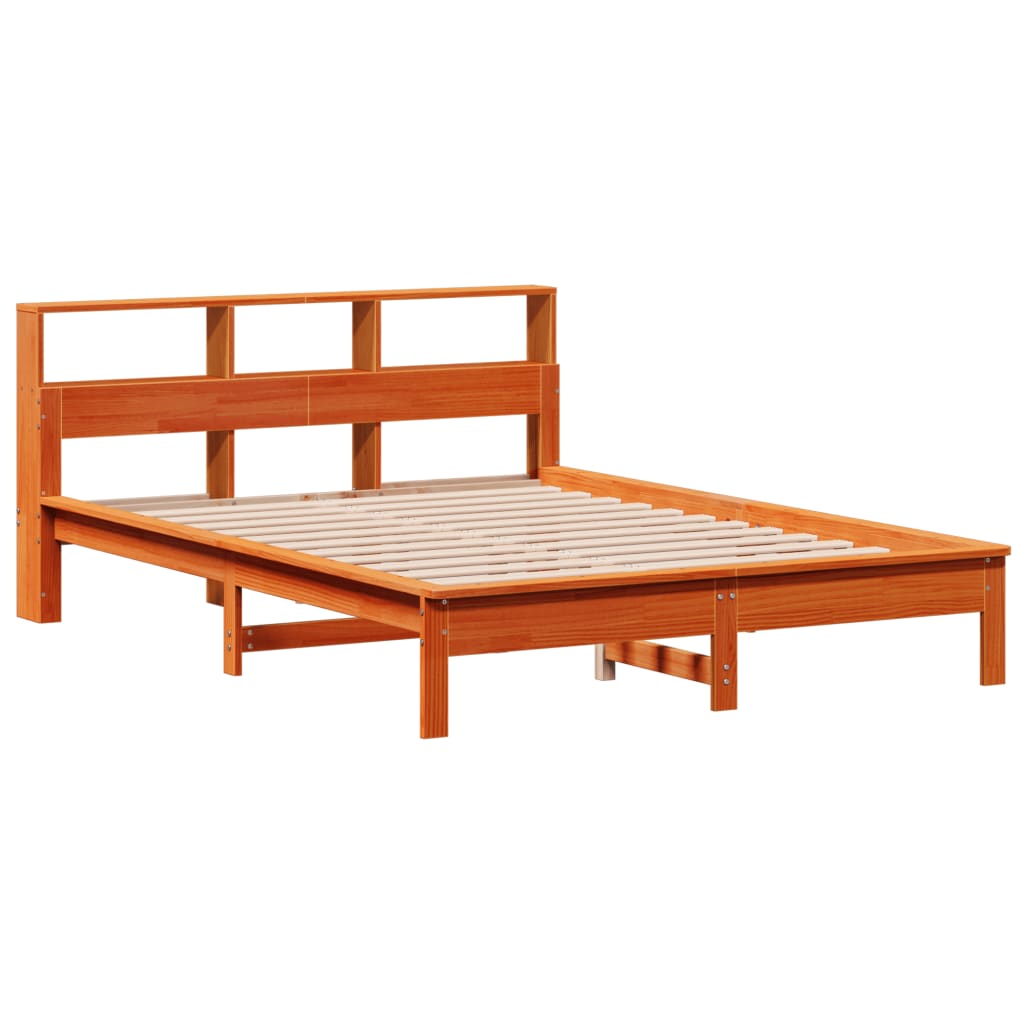 Cadre de lit sans matelas cire marron 135x190cm bois pin massif - XIOS