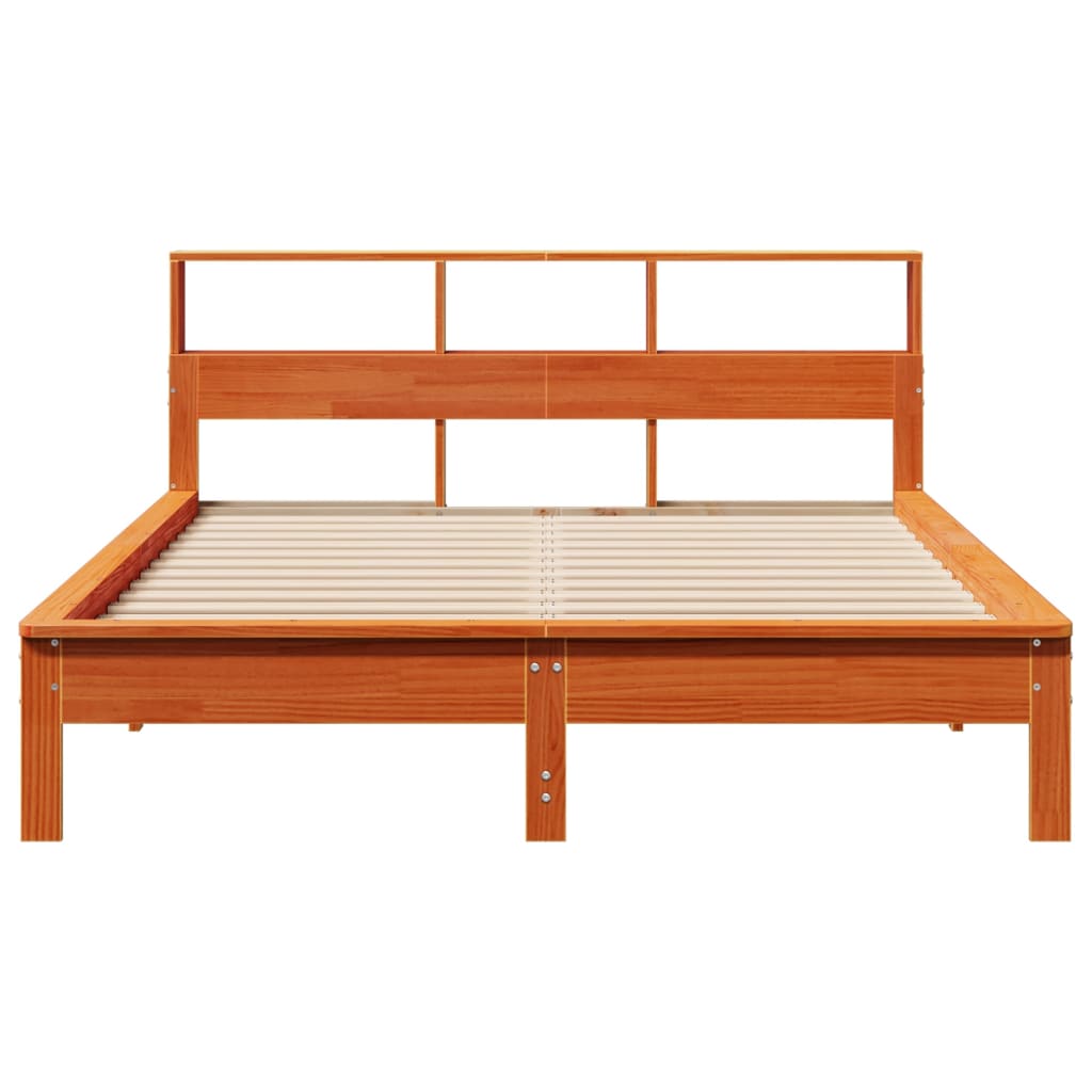 Cadre de lit sans matelas cire marron 135x190cm bois pin massif - XIOS