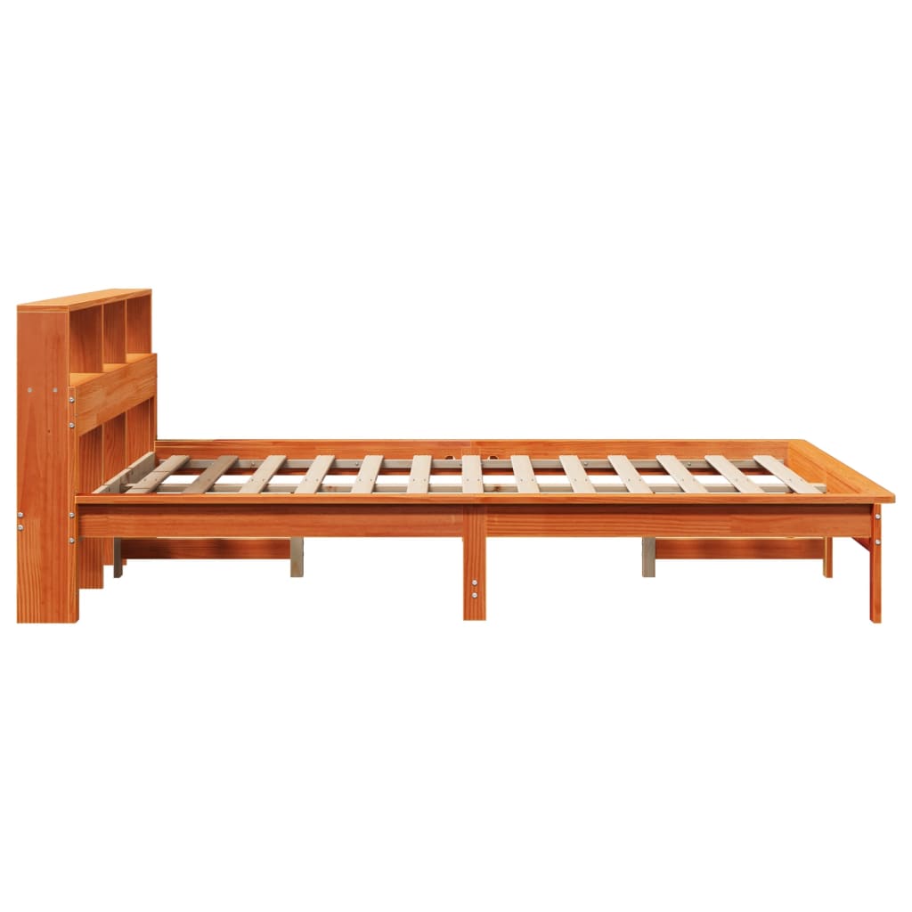 Cadre de lit sans matelas cire marron 135x190cm bois pin massif - XIOS