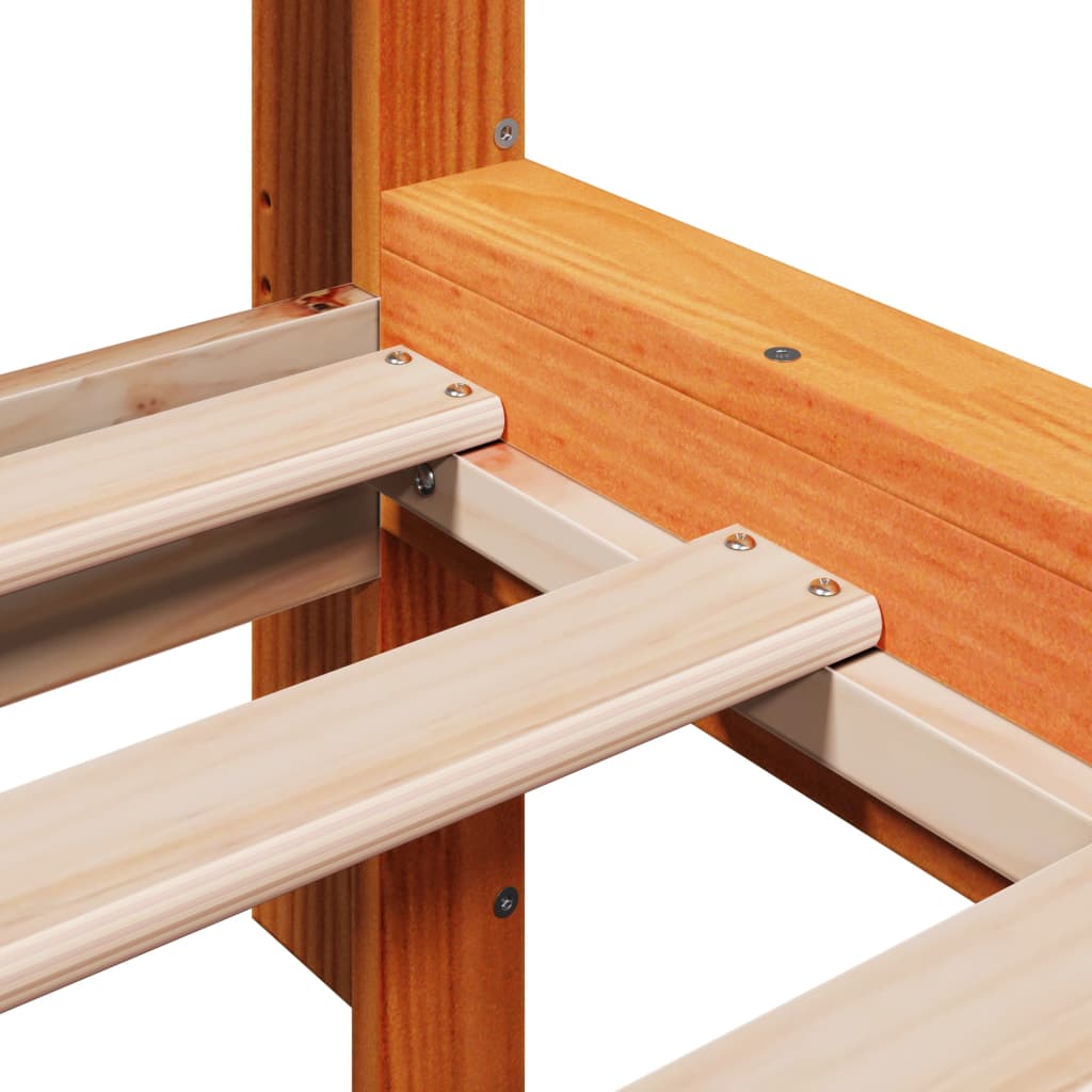 Cadre de lit sans matelas cire marron 135x190cm bois pin massif - XIOS