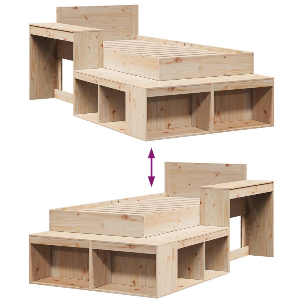 Cadre de lit sans matelas 90x200 cm bois de pin massif - XIOS