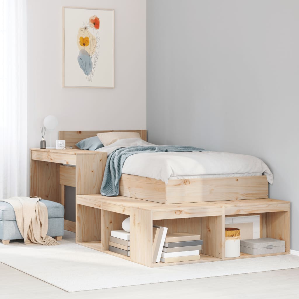 Cadre de lit sans matelas 90x200 cm bois de pin massif - XIOS