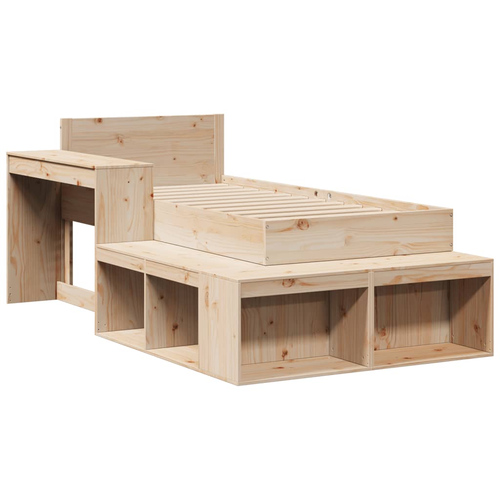 Cadre de lit sans matelas 75x190 cm bois de pin massif - XIOS