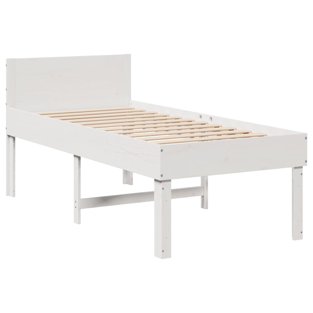 Cadre de lit sans matelas blanc 75x190 cm bois de pin massif - XIOS
