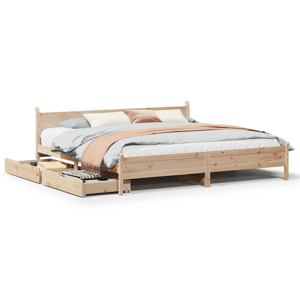 Cadre de lit sans matelas 200x200 cm bois massif de pin - XIOS