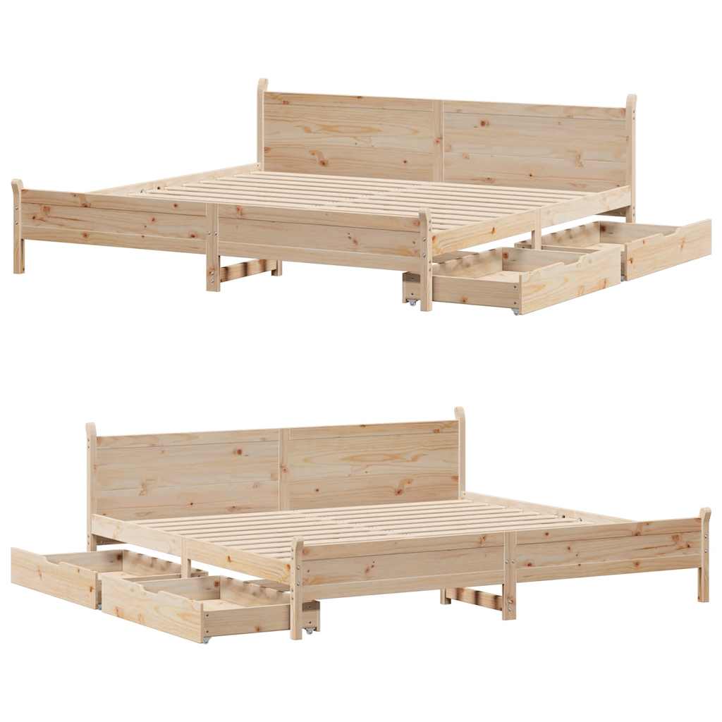 Cadre de lit sans matelas 200x200 cm bois massif de pin - XIOS