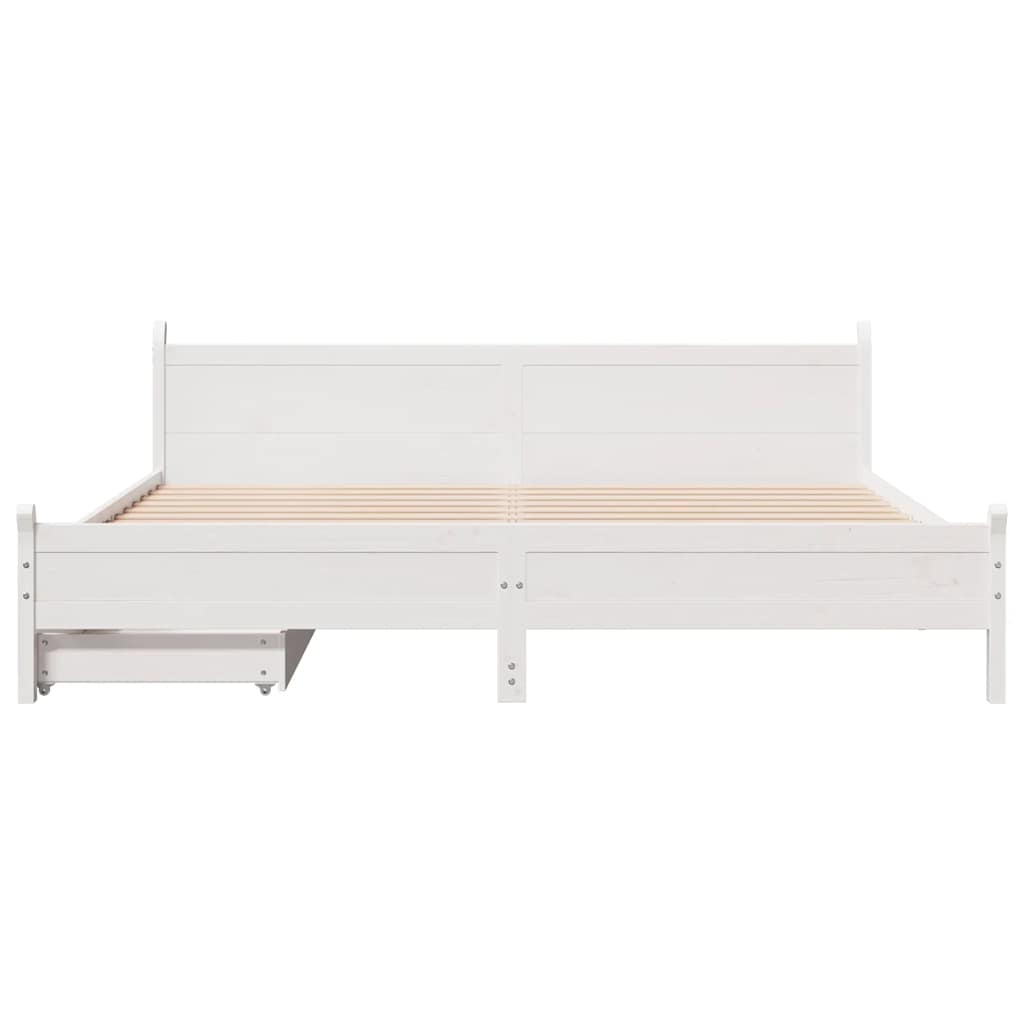 Cadre de lit sans matelas blanc 180x200 cm bois massif de pin - XIOS